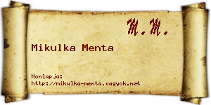 Mikulka Menta névjegykártya